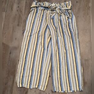 Fever Striped Blue and Yellow Flare Pants